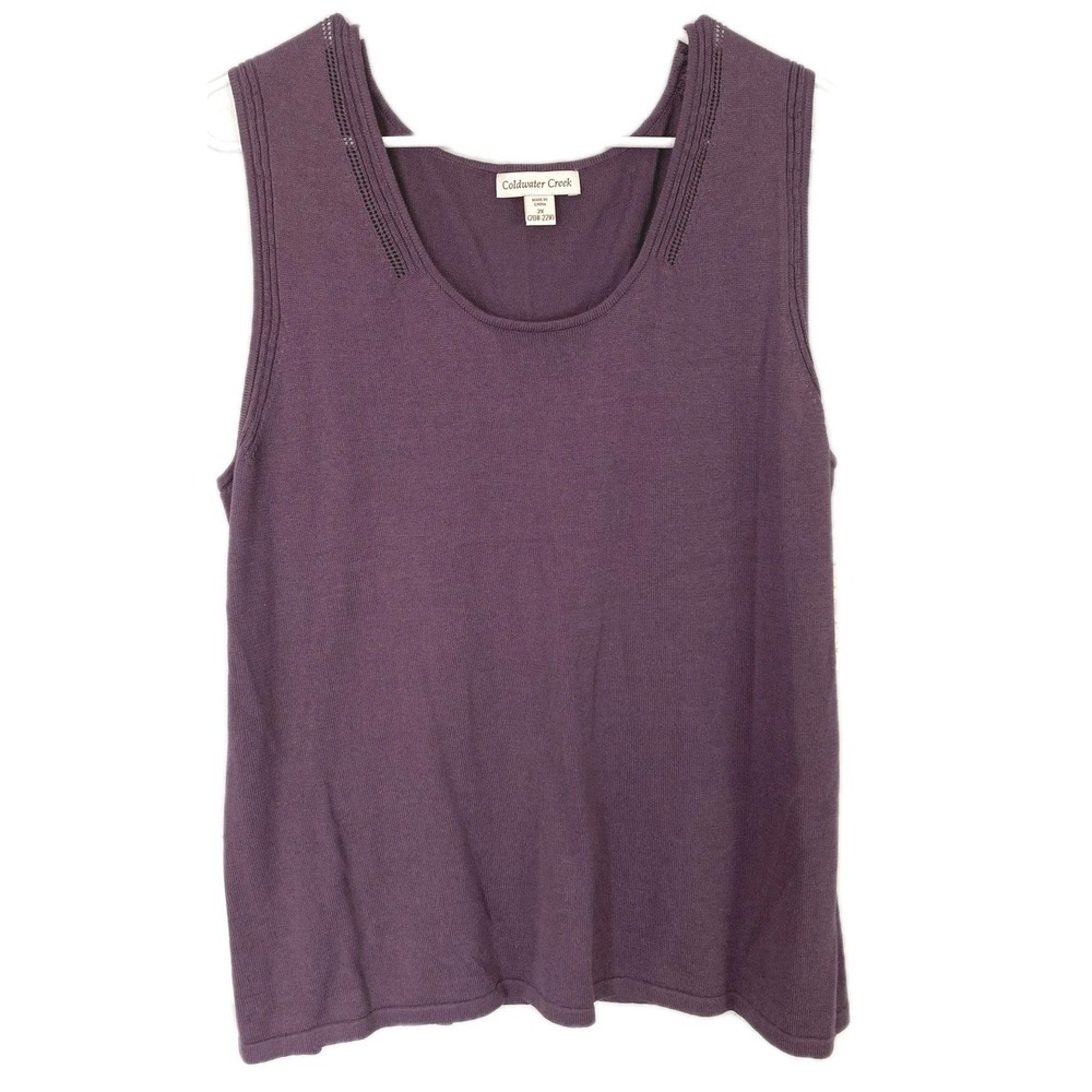Coldwater Creek Sweater Shell Women 2X Purple Scoopneck Silk/Cotton NWT